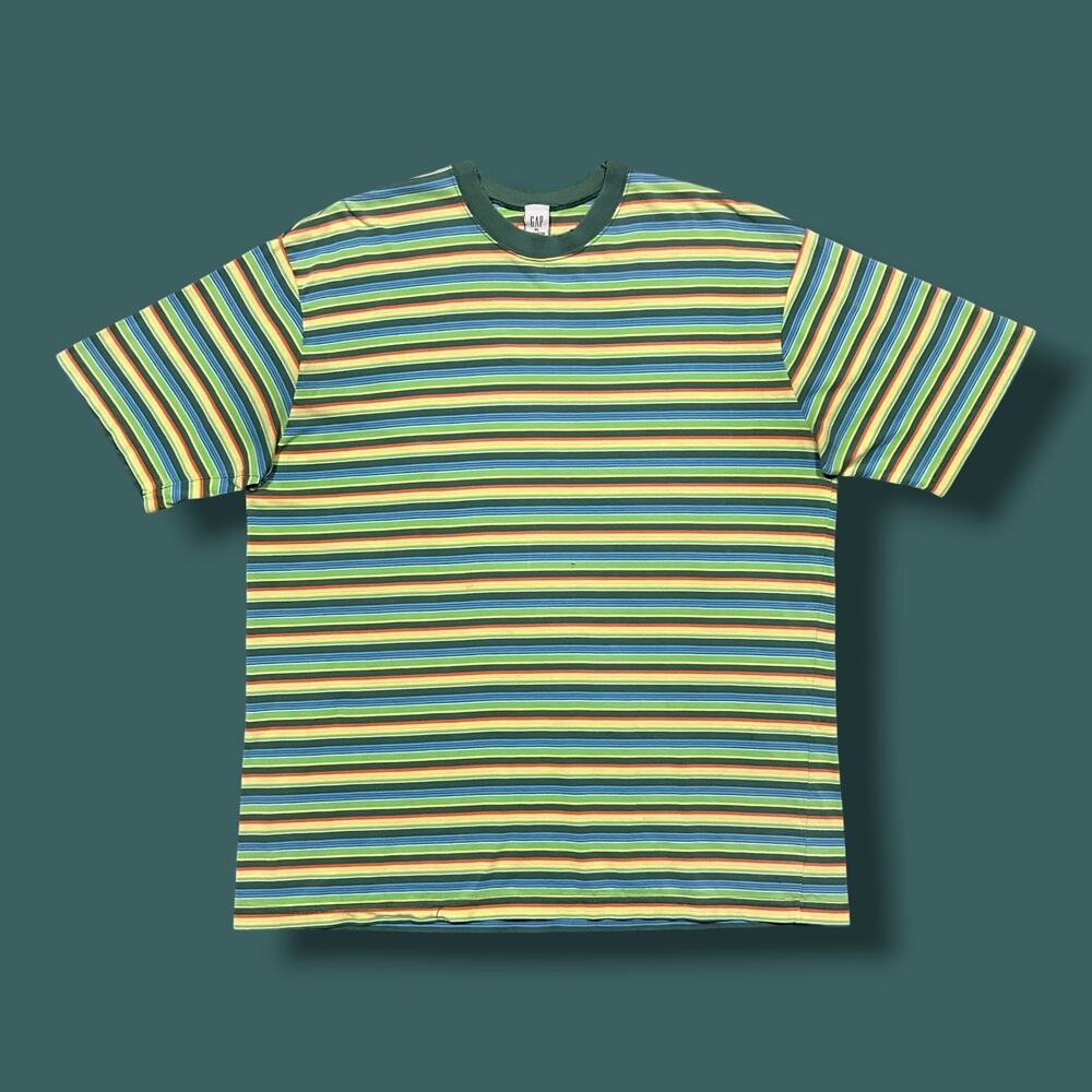 Vintage Gap Striped Shirt 90s Green Mens XL Surf Skate Candy Cane Distressed